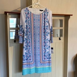 Chaps dress with lovely spring colors. New with tags